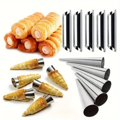 5pc Stainless Steel Cone Mold Set - Croissant Pancake Tube Baking