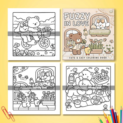 FUZZY IN LOVE Adult Coloring Book - Bold Easy Patterns & Cute Drawings