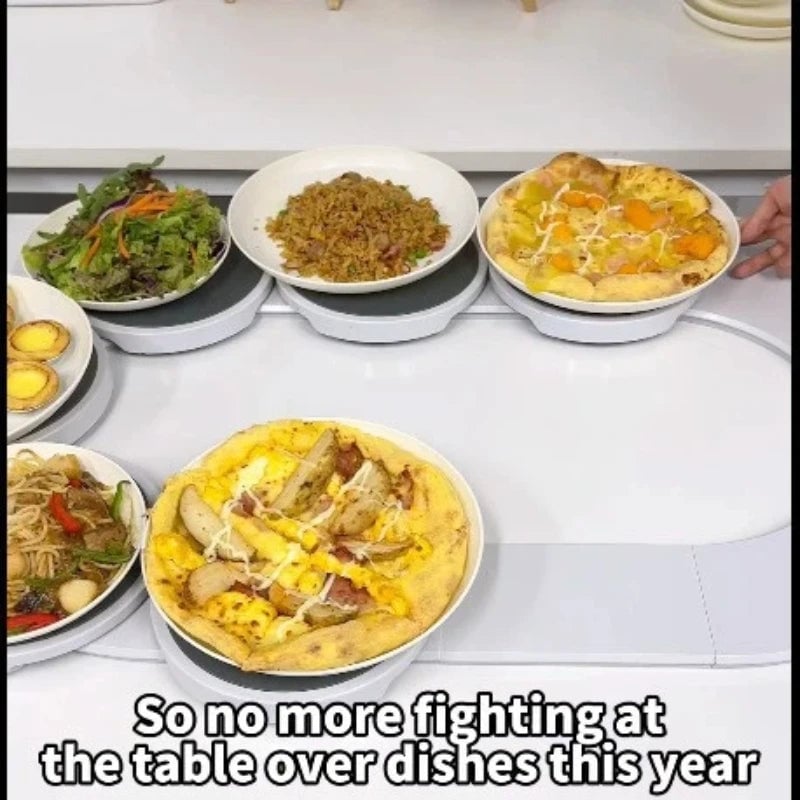 Manual Expandable Rotating Turntable Plate for Dining Table Kitchen
