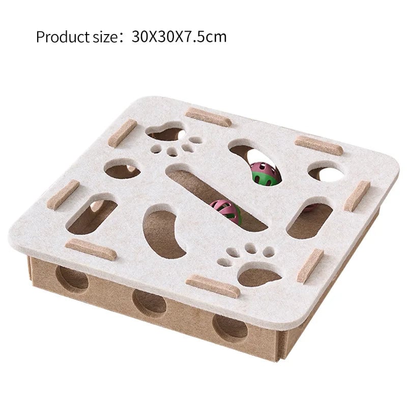 Interactive Cat Puzzle Toy - Felt Box Maze Tunnel with Bell Ball