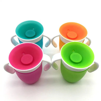360° Rotated Baby Learning Cup Double Handle Flip Lid Leakproof