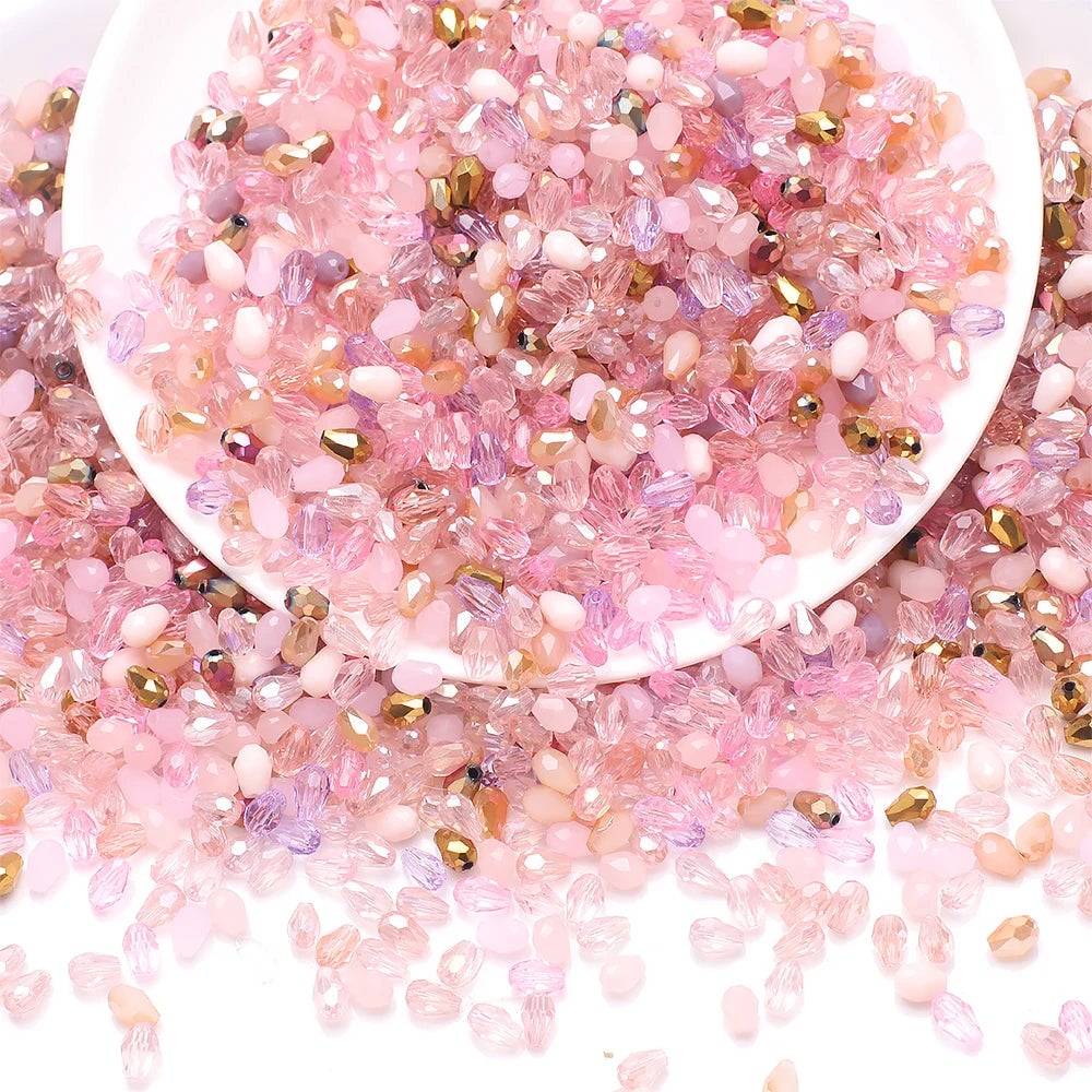 Faceted Glass Teardrop Beads 50-100Pcs Mixed Colors 3x5-6x8mm