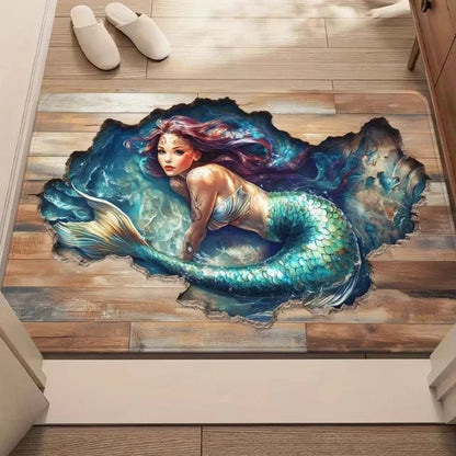3D Broken Wood Visual Illusion Anti-Slip Door Mat Indoor Outdoor