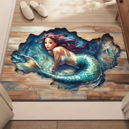 3D Broken Wood Visual Illusion Anti-Slip Door Mat Indoor Outdoor