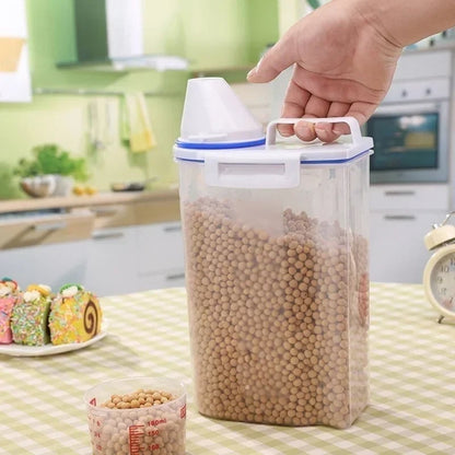 Transparent PP Food Storage Container with Measuring Cup - Rice Cereal