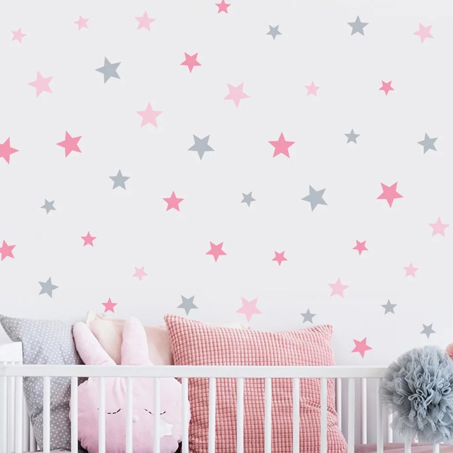 Cartoon Stars Beige Removable Wall Stickers Nursery Kids Baby Decor