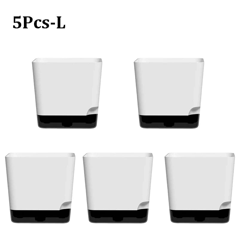 5Pcs Self Watering Plant Pots with Drainage Saucer Indoor Outdoor