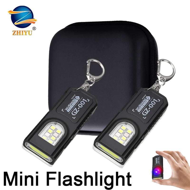 Mini COB LED Keychain Flashlight USB Rechargeable Waterproof Light