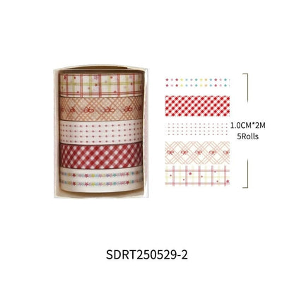 Basic Grid Star Washi Tape 5-Pack Decorative Craft Stationery Set