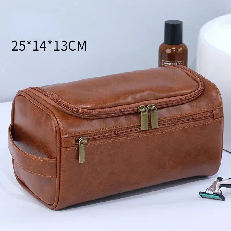Large Hanging Leather Toiletry Bag - Travel Dopp Kit Men Women