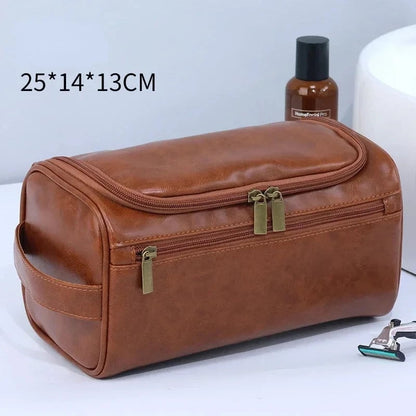Large Hanging Leather Toiletry Bag - Travel Dopp Kit Men Women