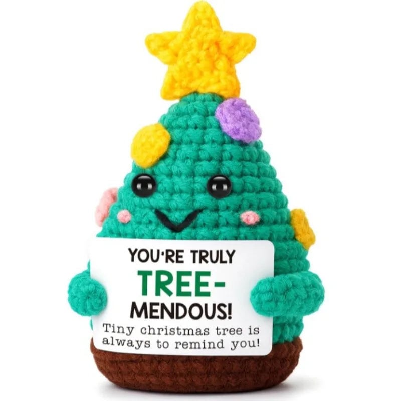Handmade Crochet Coffee Emotional Support Doll Desktop Ornament Gift
