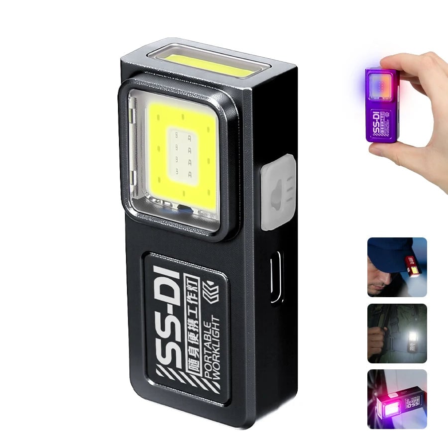 Mini COB LED Keychain Flashlight USB Rechargeable Waterproof Light