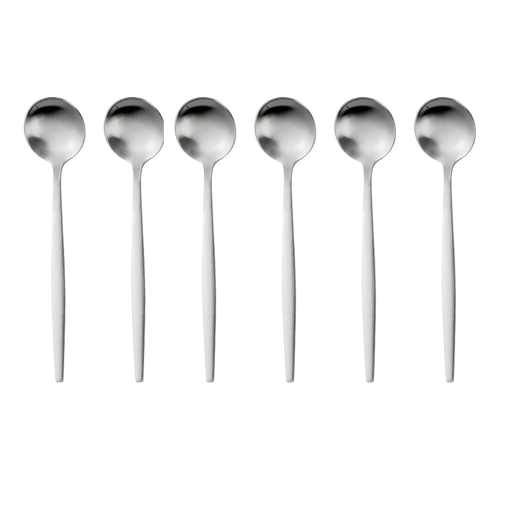 Gold Stainless Steel Coffee Spoons Set - 6 Piece Dessert Teaspoons