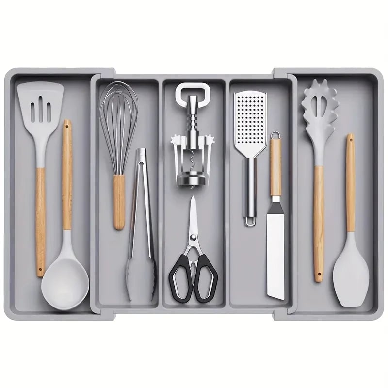 Expandable Plastic Kitchen Utensil Organizer - Adjustable Drawer
