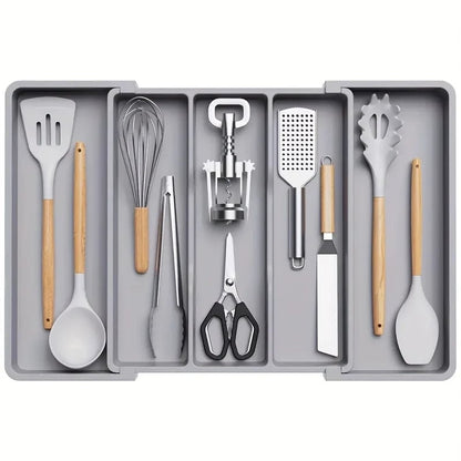 Expandable Plastic Kitchen Utensil Organizer - Adjustable Drawer