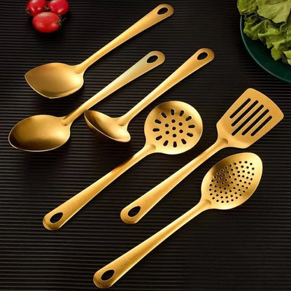 Korean Stainless Steel Kitchen Utensil Set - Spatula, Soup Spoon