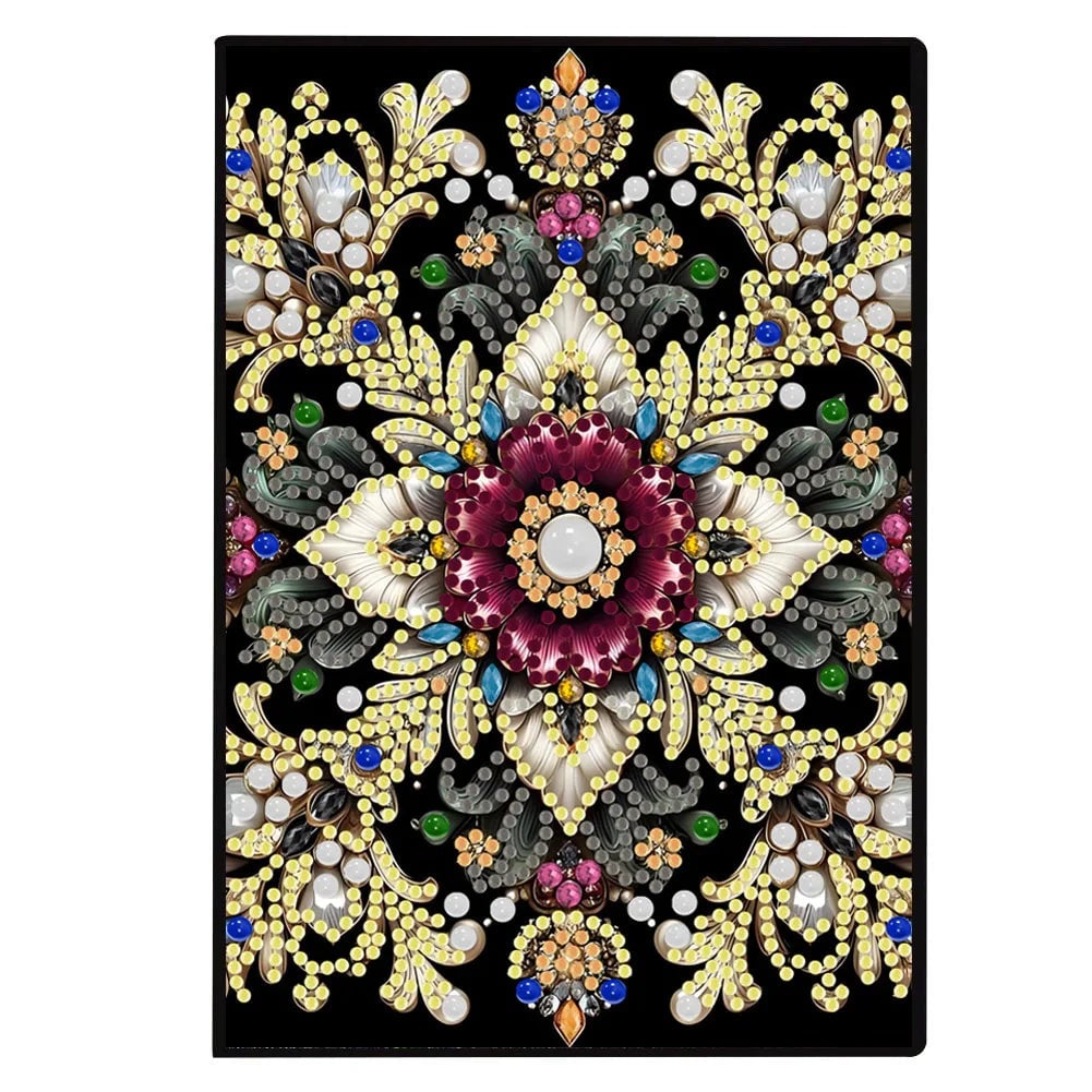 DIY Diamond Painting PU Leather Notebook - Mandala Flower Design Kit
