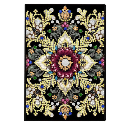 DIY Diamond Painting PU Leather Notebook - Mandala Flower Design Kit