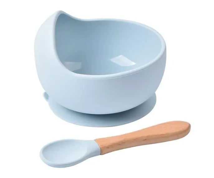 2PC Silicone Baby Feeding Bowl Set with Training Spoon - Non-Slip