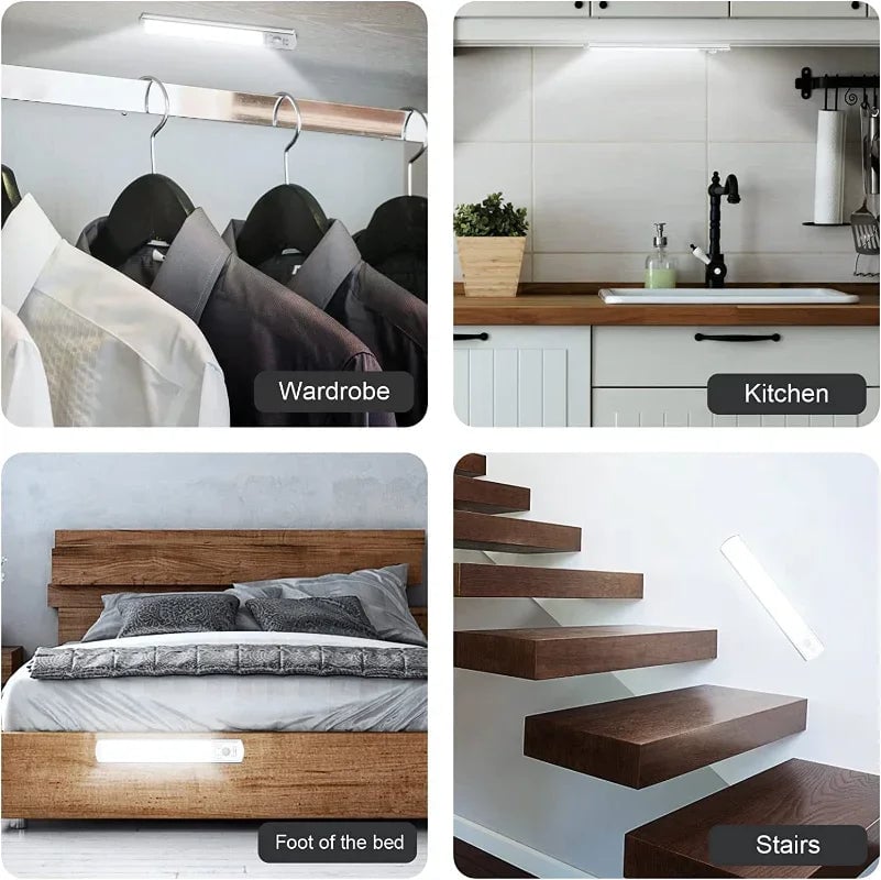 USB Rechargeable LED Cabinet Light Wireless Motion Sensor Magnetic