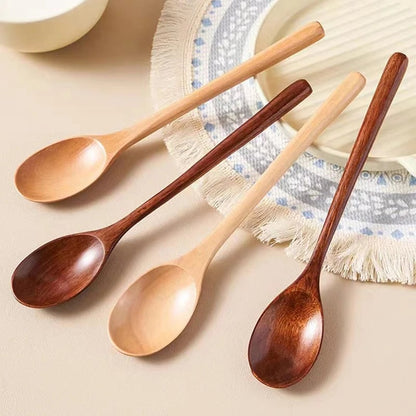 2pcs Wooden Spoons Kitchen Utensil Set - Soup Tea Coffee Honey