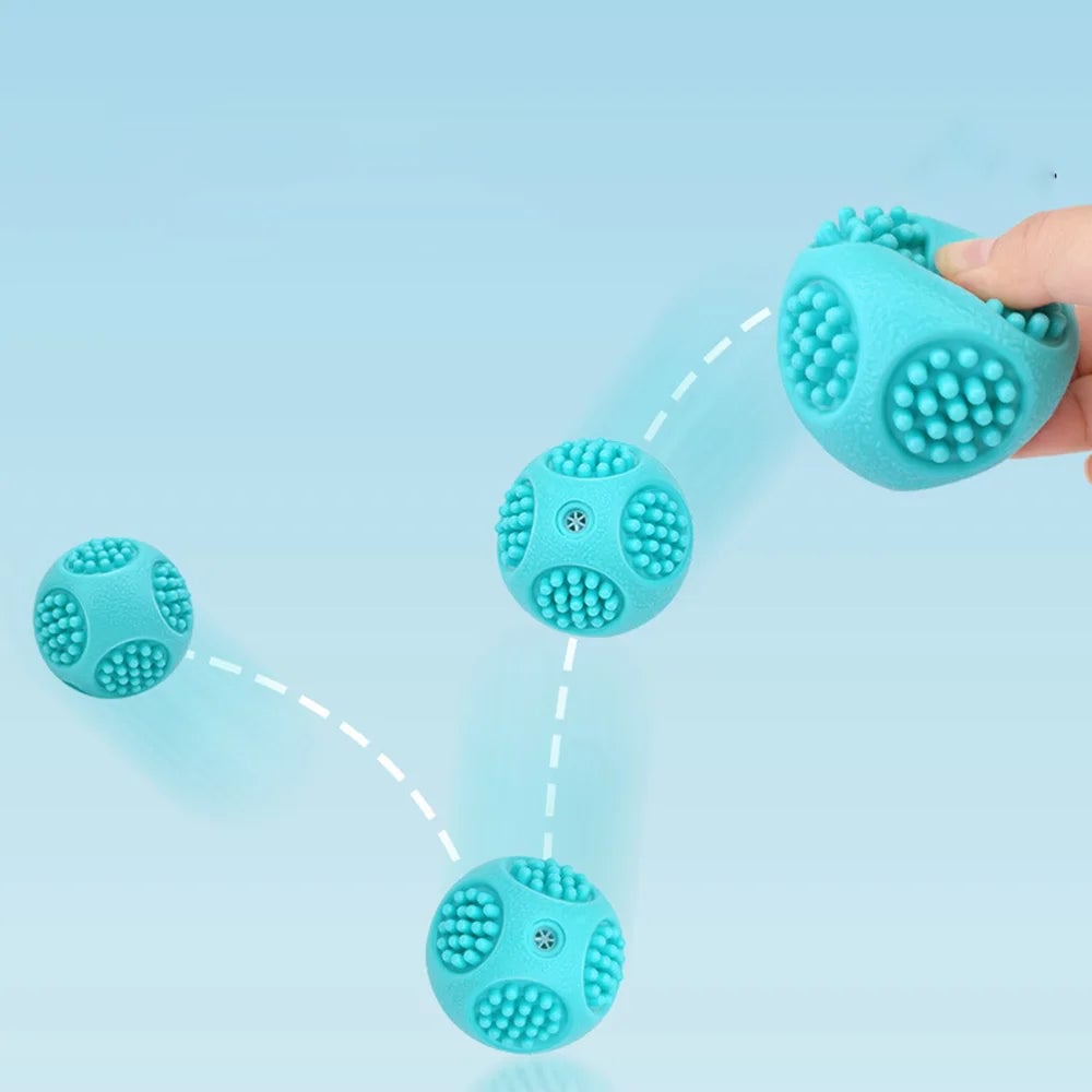 Durable Elastic Dog Chew Ball with Squeaker & Teeth Cleaning Ridges