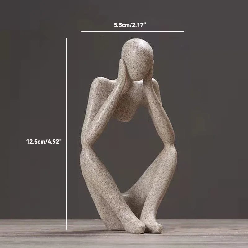 Sand Color Abstract Thinker Statue - Yoga Meditation Figurine Decor