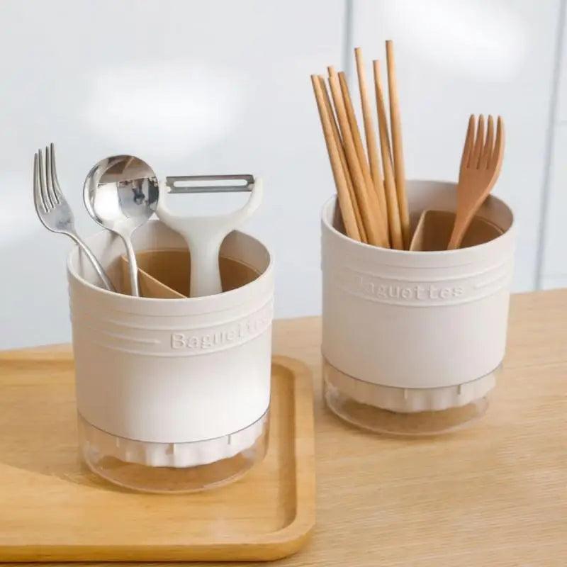 Multi-Functional Plastic Cutlery Storage Holder with Drain Design