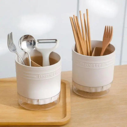 Multi-Functional Plastic Cutlery Storage Holder with Drain Design