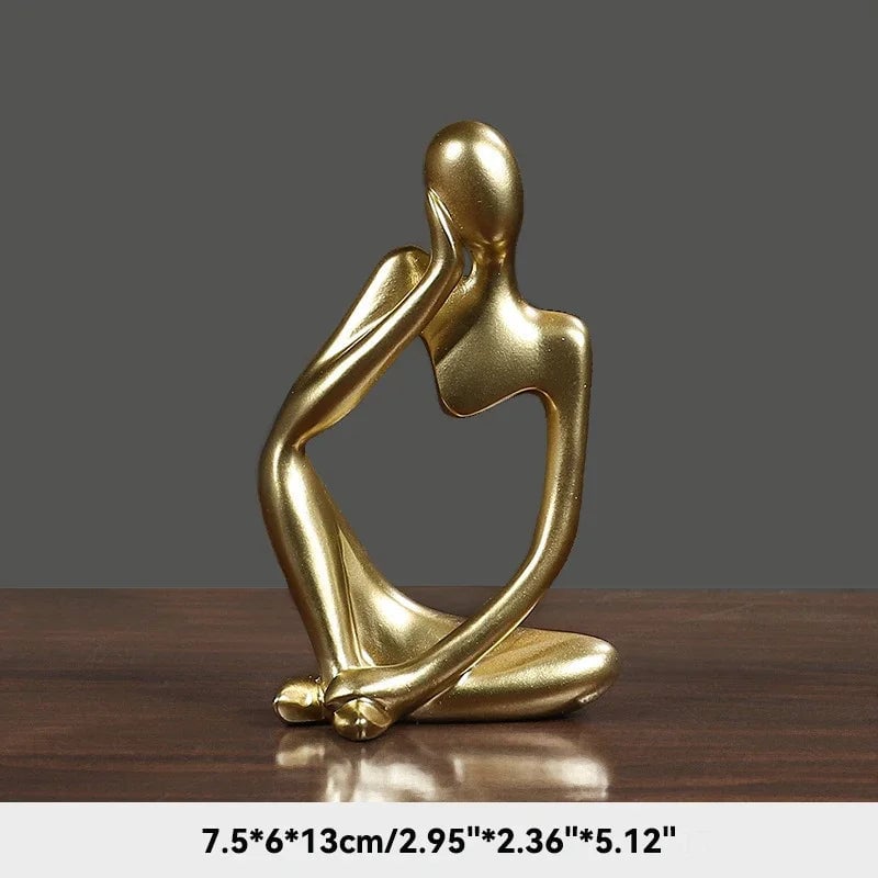 Sand Color Abstract Thinker Statue - Yoga Meditation Figurine Decor