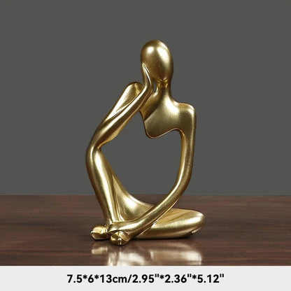 Sand Color Abstract Thinker Statue - Yoga Meditation Figurine Decor