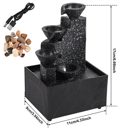 Desktop Waterfall Fountain - Small Tabletop Water Feature Decor