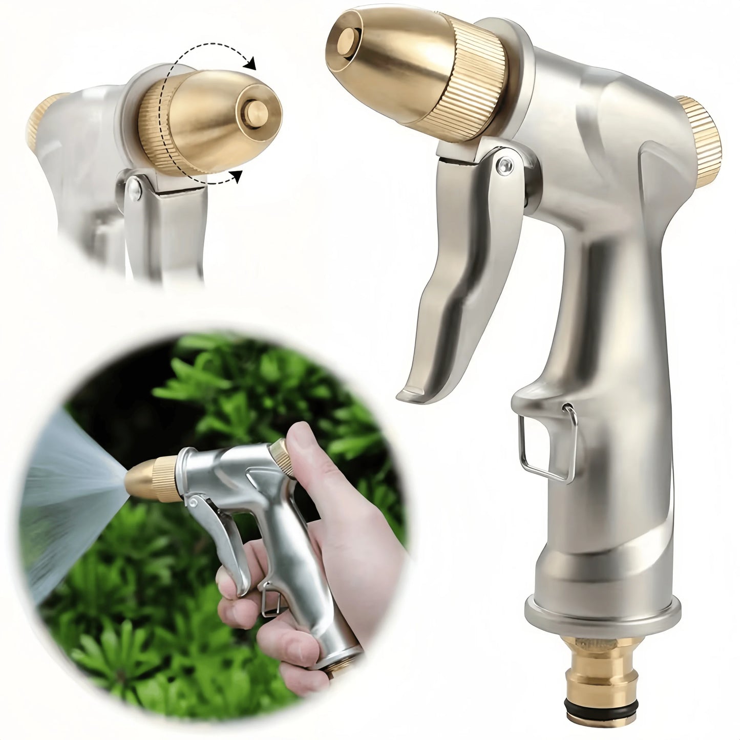 Metal Hose Nozzle 4 Modes Spray Gun Garden Watering Car Wash Pet