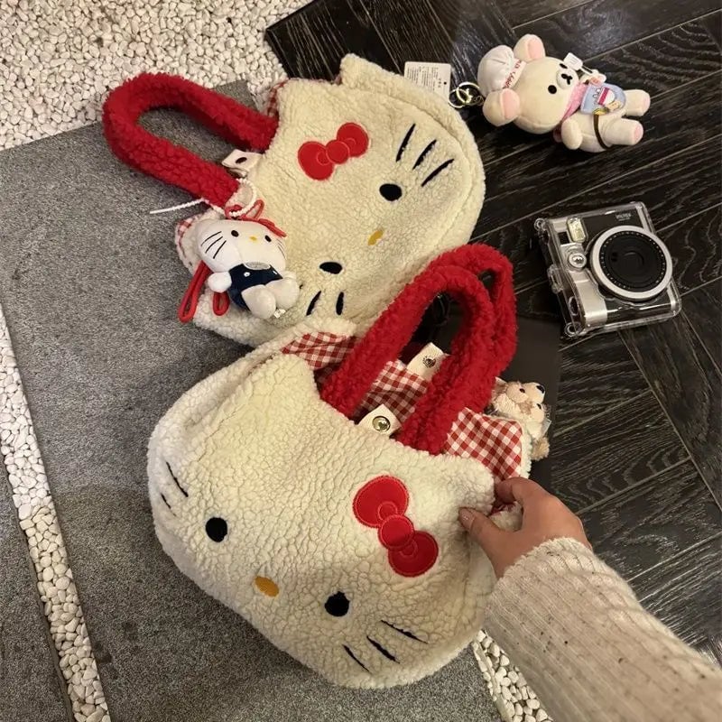 Hello Kitty Plush Shoulder Bag - Large Capacity Anime Handbag
