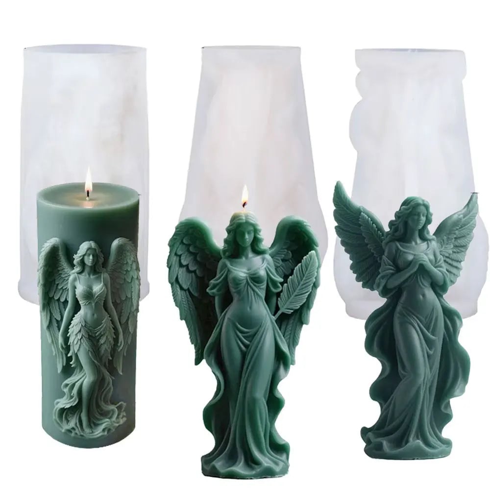 Wings Goddess Angel Silicone Candle Mould - Prayer Sculpture Resin Mold