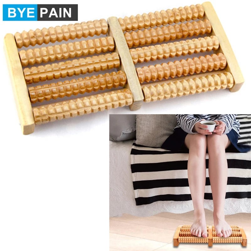 Wooden Foot Massager Roller - Reflexology Pain Relief Stress Therapy