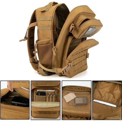25L MOLLE Tactical Backpack with Bottle Holder - EDC Hiking Gym