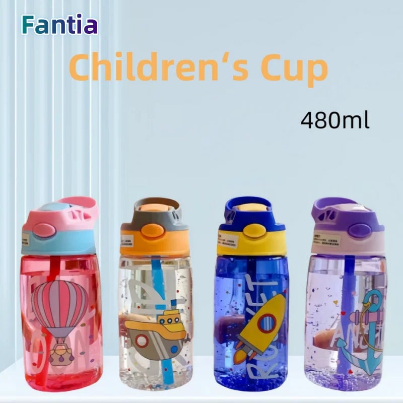 Plastic Straw Water Cup - Duckbill Spout Design for Kids & Adults