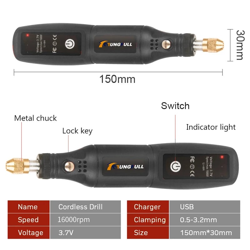 Mini USB Electric Rotary Tool - Wireless Drill for Engraving Jewelry