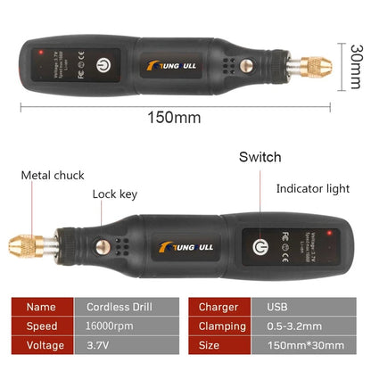 Mini USB Electric Rotary Tool - Wireless Drill for Engraving Jewelry