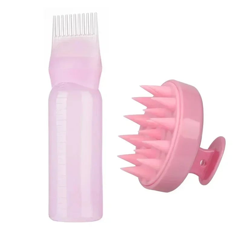 Silicone Scalp Massage Brush Hair Dye Applicator Bottle Salon Tool