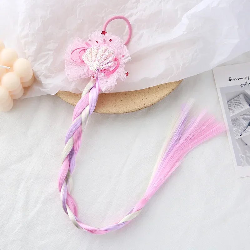 Girls Cartoon Bow Butterfly Braid Headband Ponytail Holder Set