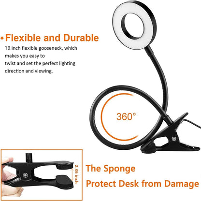 48 LED Clip-On Desk Lamp 360° Flexible Gooseneck USB Eye Care Light