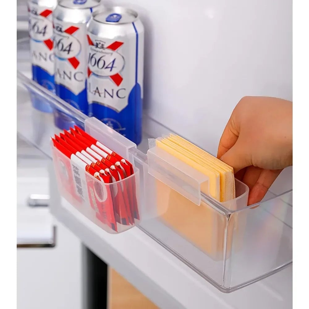 2Pcs Sliced Cheese Holder Door Storage Box Refrigerator Organizer