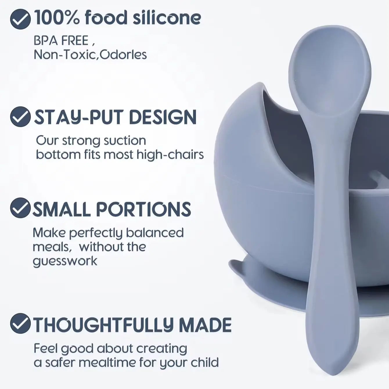 2PC Silicone Sucker Bowl Set - Baby Self-Feeding Training Bowls