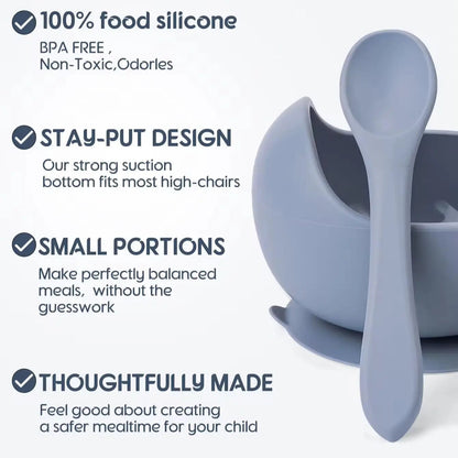 2PC Silicone Sucker Bowl Set - Baby Self-Feeding Training Bowls