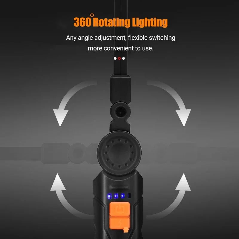 USB Rechargeable COB LED Work Light Magnetic Portable Camping Torch