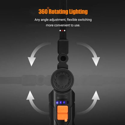 USB Rechargeable COB LED Work Light Magnetic Portable Camping Torch