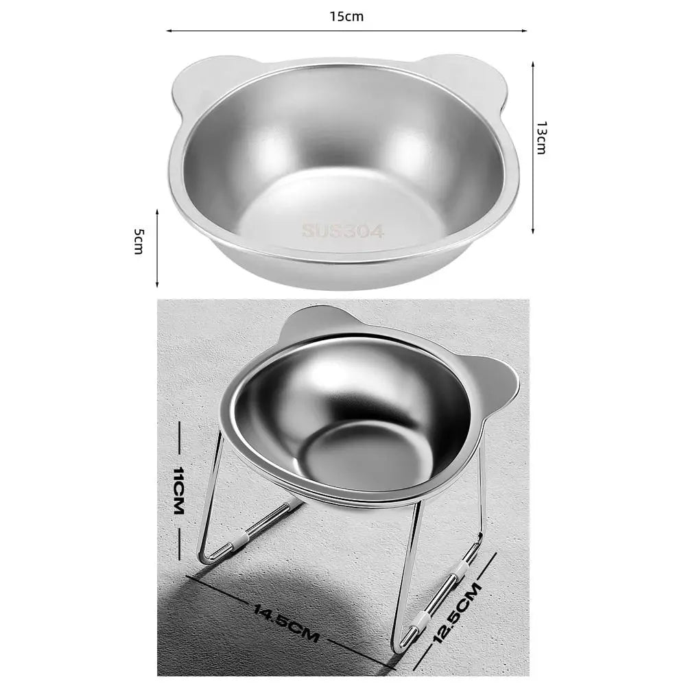 15 Degree Tilted Raised Cat Bowls Stainless Steel Food Water Set